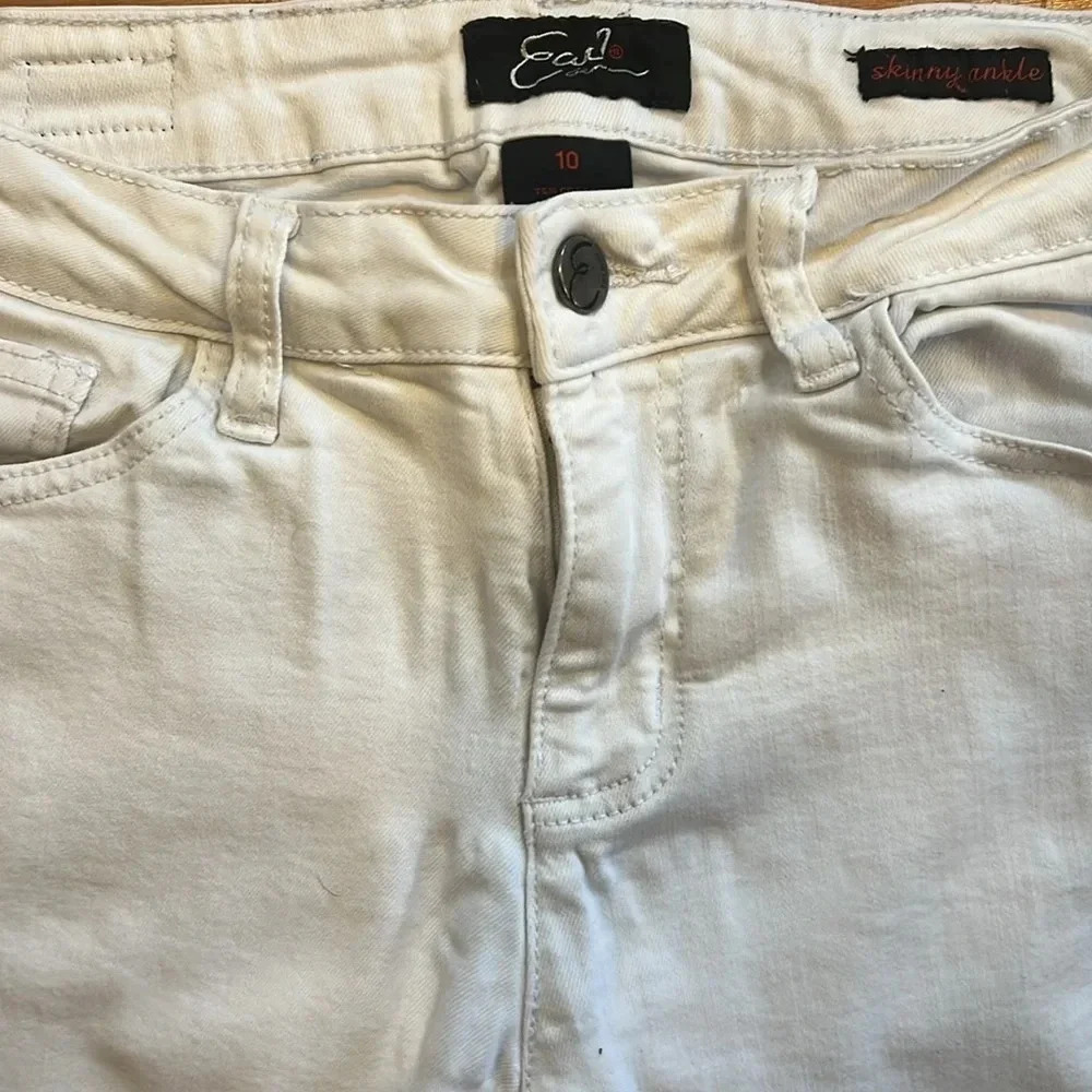 Earl Jean Womens Embroidered Skinny Ankle Raw Hem Jeans Size 10 - Picture 2 of 9